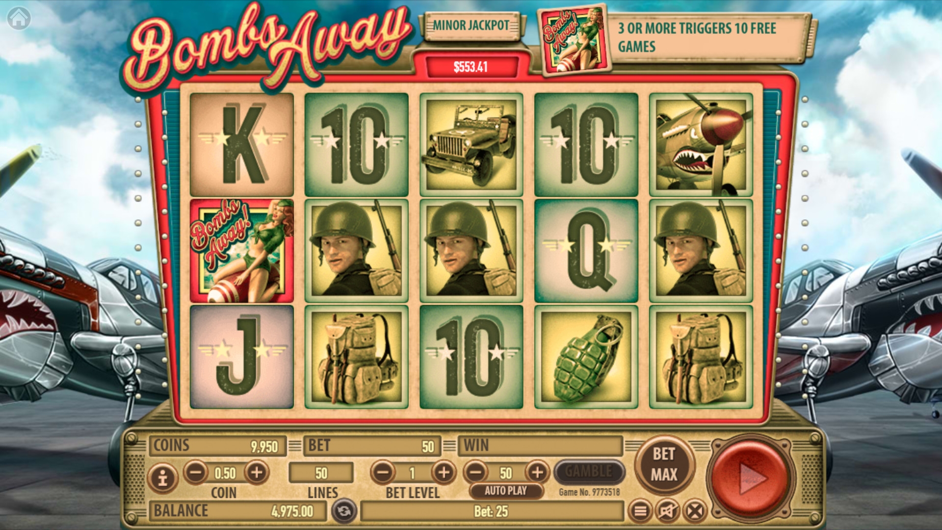 Bombs Away (Сбросить бомбы) из раздела Игровые автоматы